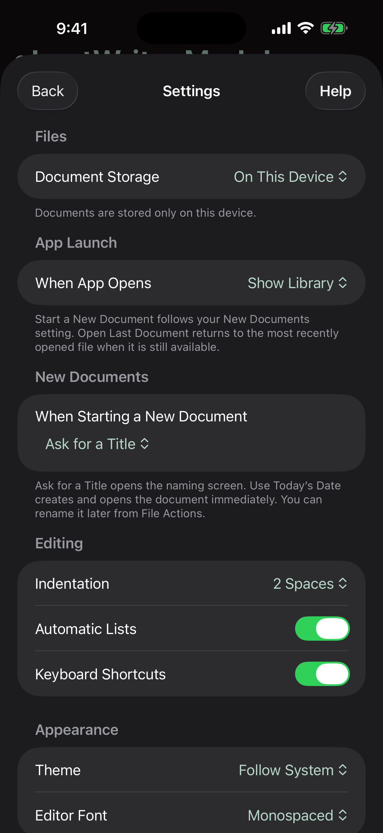 ghostWriter Markdown has a plethora of accessibility and usability options along with iCloud connectivity.