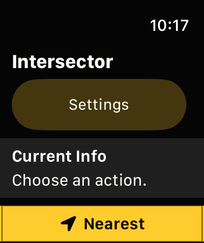 Intersector Apple Watch screen showing an intersection report.